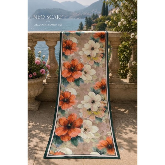 NOE SCARF DESENLİ BAMBU KRAŞ ŞAL
