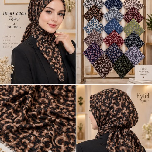 EYFEL OSMANLI DESEN ÇEKME KOTON EŞARP (16 LI MİX PAKET)
