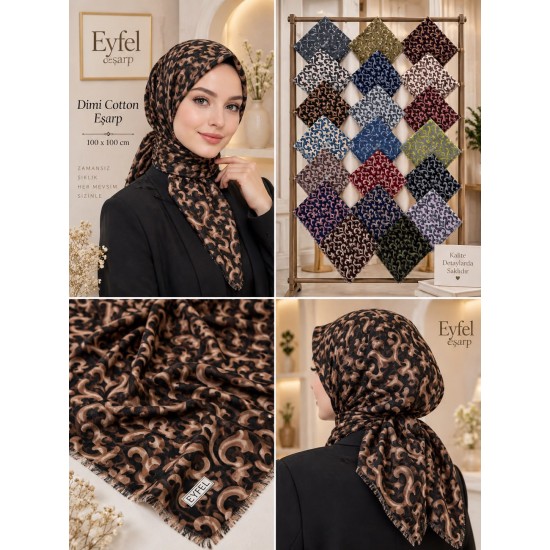 EYFEL OSMANLI DESEN ÇEKME KOTON EŞARP (16 LI MİX PAKET)